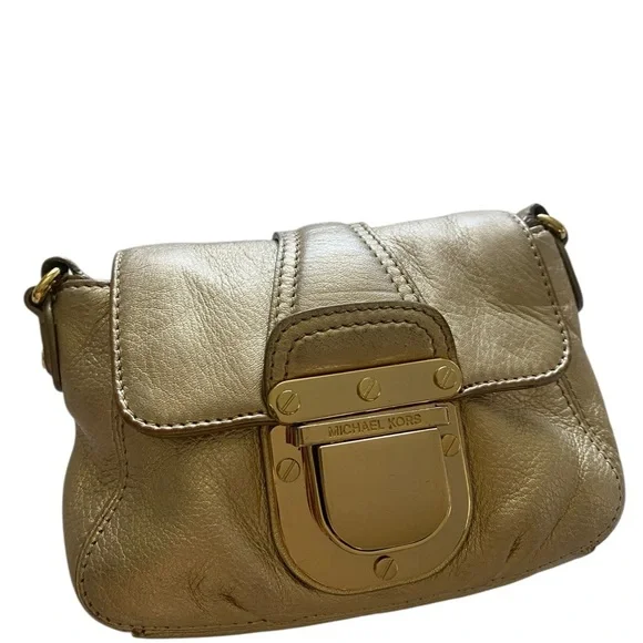 Michael Kors Metallic Gold Sloan Crossbody Bag - Picture 7 of 8